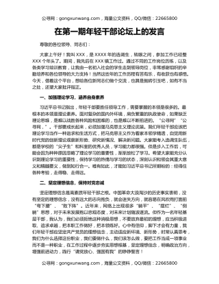 在第一期年轻干部论坛上的发言