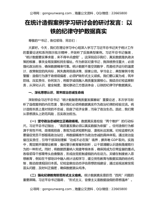 在统计造假案例学习研讨会的研讨发言：以铁的纪律守护数据真实