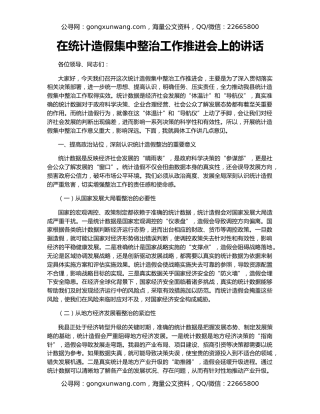 在统计造假集中整治工作推进会上的讲话