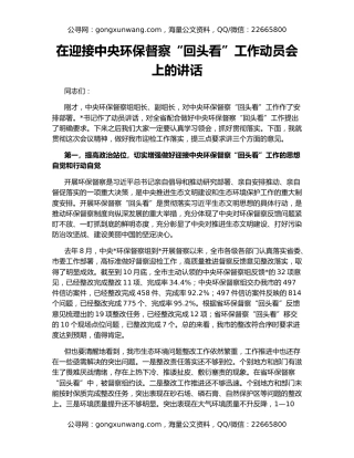 在迎接中央环保督察“回头看”工作动员会上的讲话