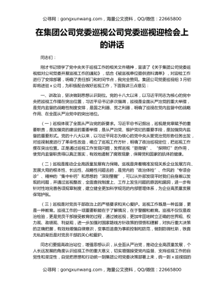 在集团公司党委巡视公司党委巡视迎检会上的讲话