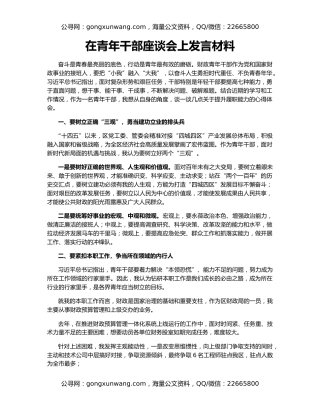 在青年干部座谈会上发言材料