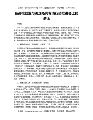 在高校就业与访企拓岗专项行动推进会上的讲话