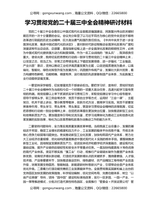 学习贯彻党的二十届三中全会精神研讨材料
