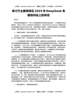 审计厅主要领导在2025年DeepSeek专题培训会上的讲话