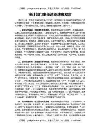 审计部门主任述职述廉发言