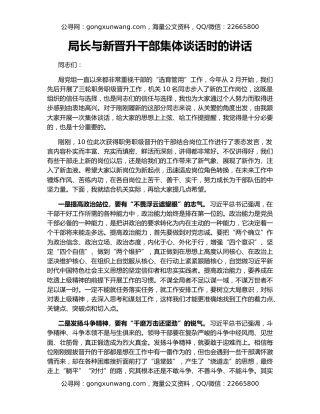 局长与新晋升干部集体谈话时的讲话