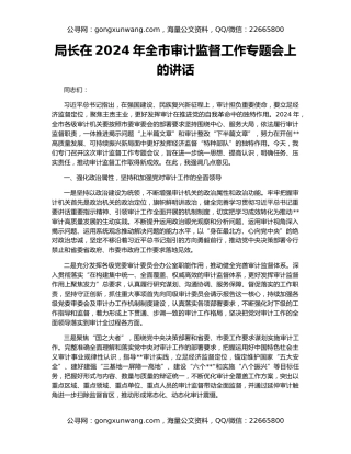 局长在2024年全市审计监督工作专题会上的讲话