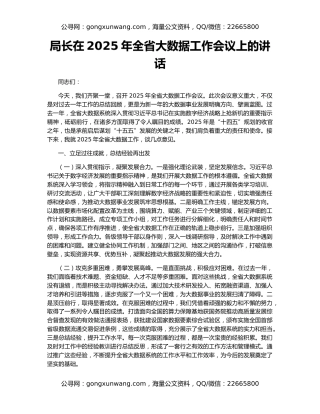 局长在2025年全省大数据工作会议上的讲话