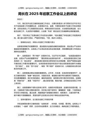 局长在2025年巡察工作会议上的讲话