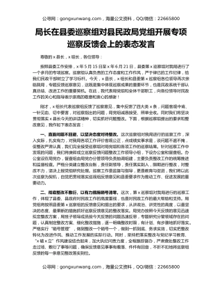 局长在县委巡察组对县民政局党组开展专项巡察反馈会上的表态发言
