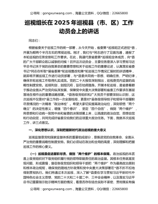 巡视组长在2025年巡视县（市、区）工作动员会上的讲话