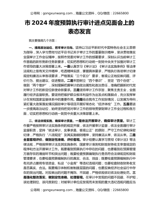 市2024年度预算执行审计进点见面会上的表态发言