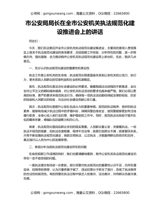 市公安局局长在全市公安机关执法规范化建设推进会上的讲话