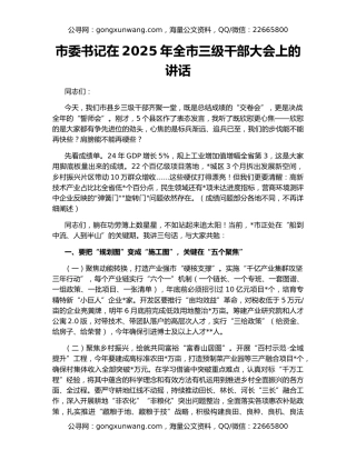 市委书记在2025年全市三级干部大会上的讲话