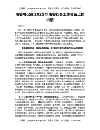 市委书记在2025年市委社会工作会议上的讲话（2）