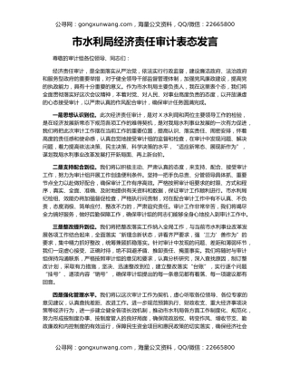 市水利局经济责任审计表态发言