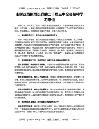 市财政局副局长党的二十届三中全会精神学习感悟