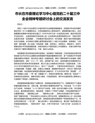 市长在市委理论学习中心组党的二十届三中全会精神专题研讨会上的交流发言