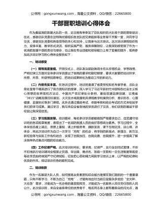 干部晋职培训心得体会