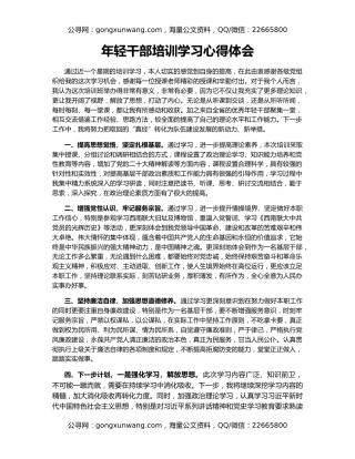 年轻干部培训学习心得体会