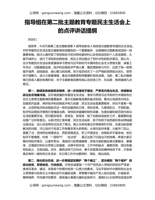 指导组在第二批主题教育专题民主生活会上的点评讲话提纲