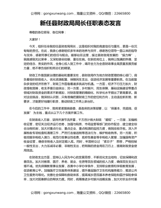 新任县财政局局长任职表态发言