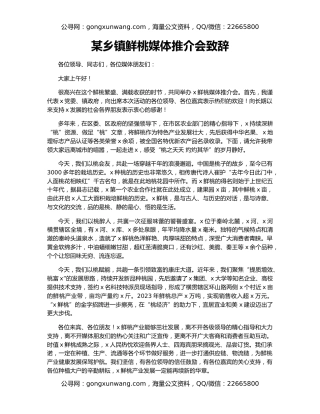 某乡镇鲜桃媒体推介会致辞