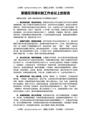 某镇在河湖长制工作会议上的发言