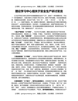 理论学习中心组关于安全生产研讨发言