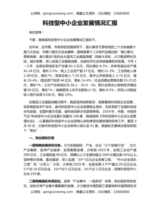 科技型中小企业发展情况汇报