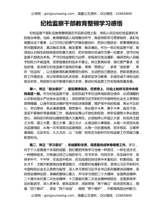 纪检监察干部教育整顿学习感悟