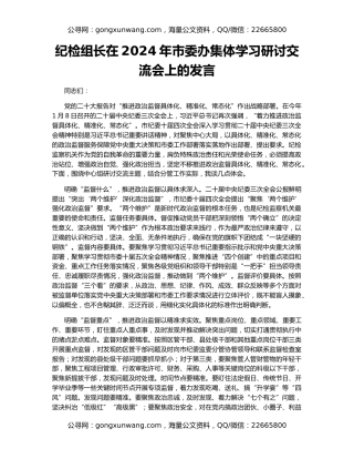 纪检组长在2024年市委办集体学习研讨交流会上的发言
