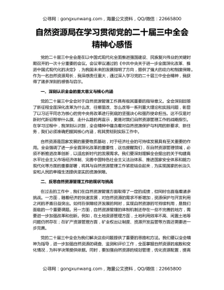 自然资源局在学习贯彻党的二十届三中全会精神心感悟