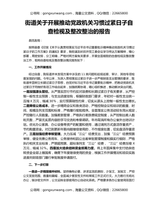 街道关于开展推动党政机关习惯过紧日子自查检视及整改整治的报告
