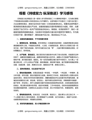 观看《持续发力 纵深推进》学习感悟