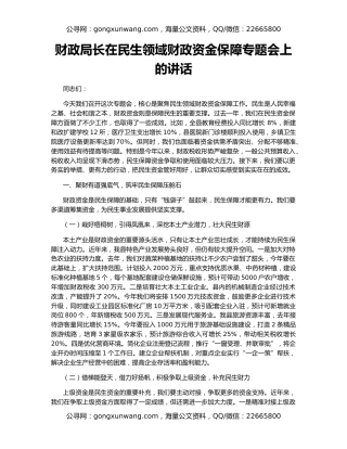 财政局长在民生领域财政资金保障专题会上的讲话