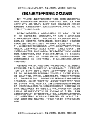 财税系统年轻干部座谈会交流发言