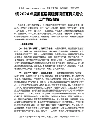 镇2024年度抓基层党建引领模范机关建设工作情况报告