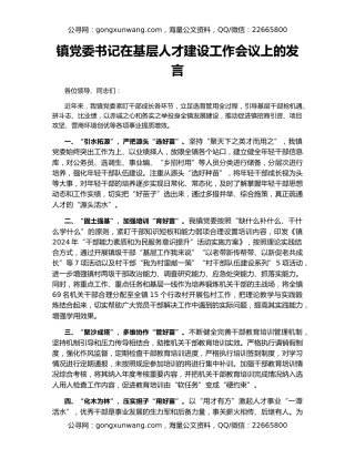 镇党委书记在基层人才建设工作会议上的发言