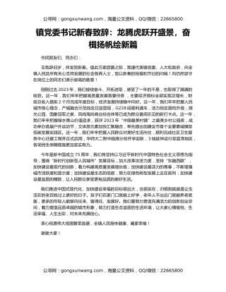 镇党委书记新春致辞：龙腾虎跃开盛景，奋楫扬帆绘新篇