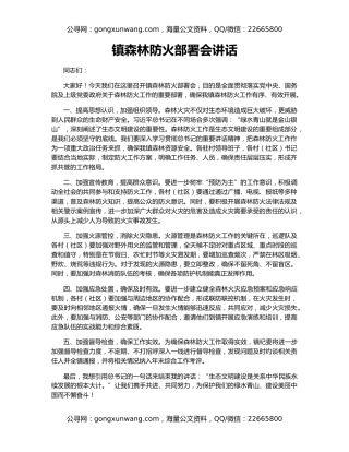 镇森林防火部署会讲话