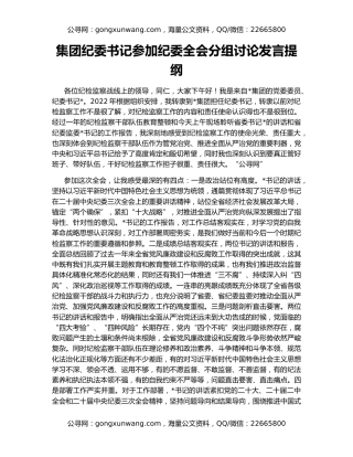 集团纪委书记参加纪委全会分组讨论发言提纲