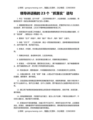 领导讲话稿的23个“抓落实”语句