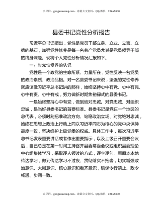 县委书记党性分析报告