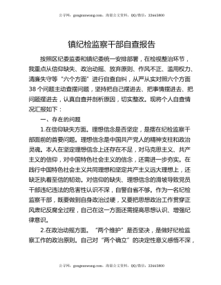 镇纪检监察干部自查报告