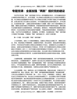 专题党课：全面加强“两新”组织党的建设