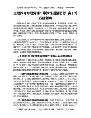 主题教育专题党课：学深悟透强思想  实干笃行建新功