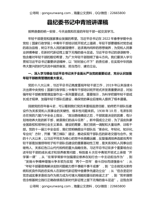 县纪委书记中青班讲课稿