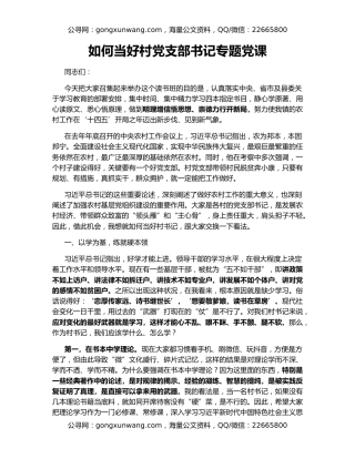 如何当好村党支部书记专题党课